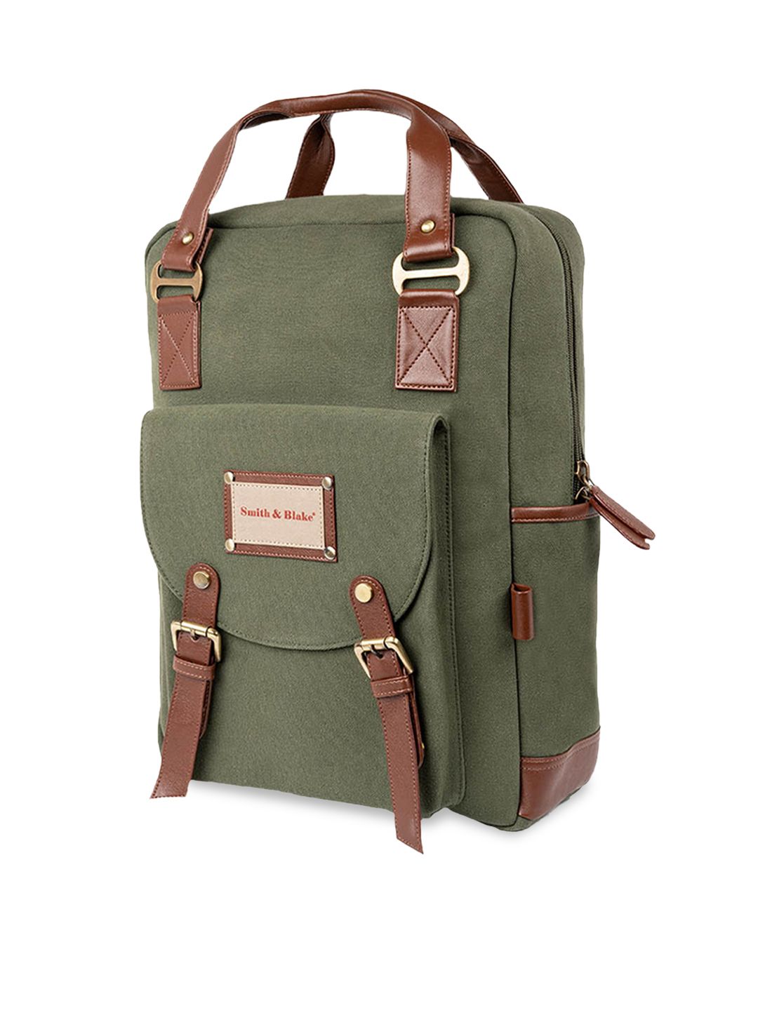 Smith & Blake Unisex Green & Brown Backpack Price in India