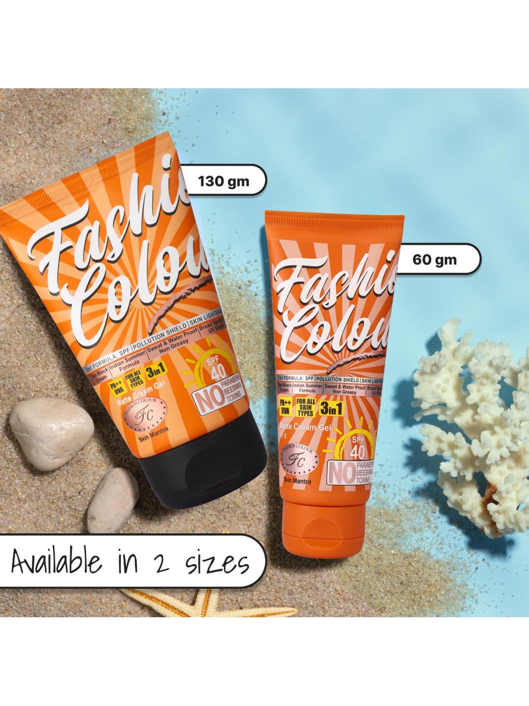 Buy Fashion Colour SPF 40 Sun Block 3-In-1 Matte Cream Gel - 60 g
