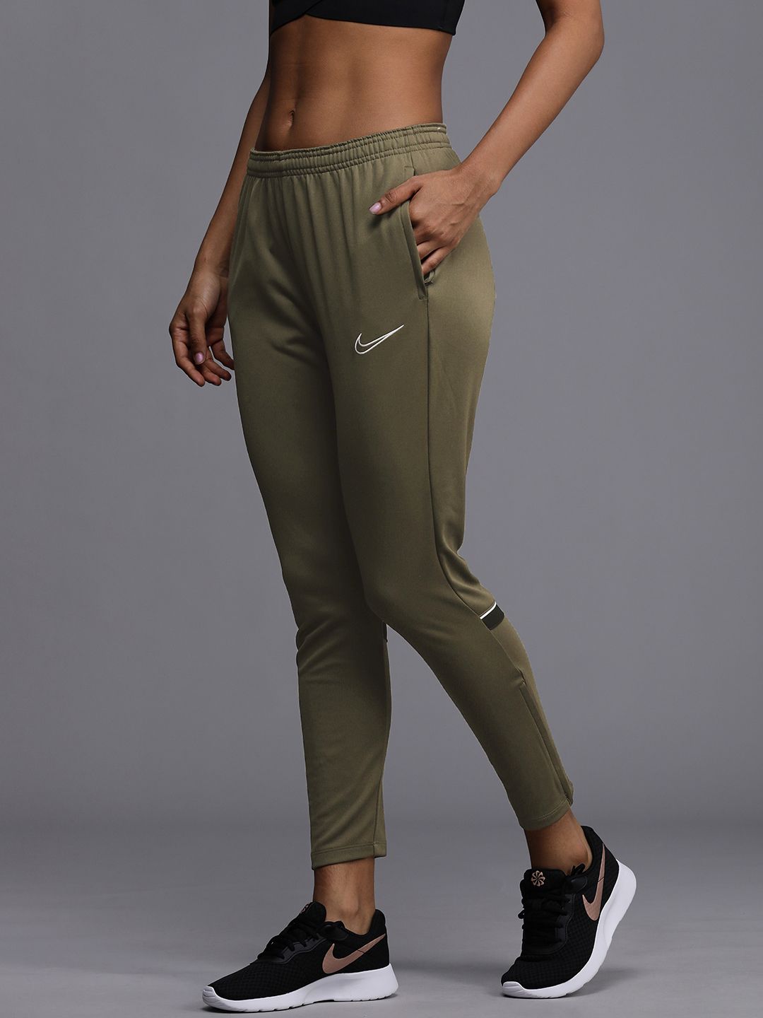 Nike Women Olive Green Dri-FIT Soccer Track Pants Price in India