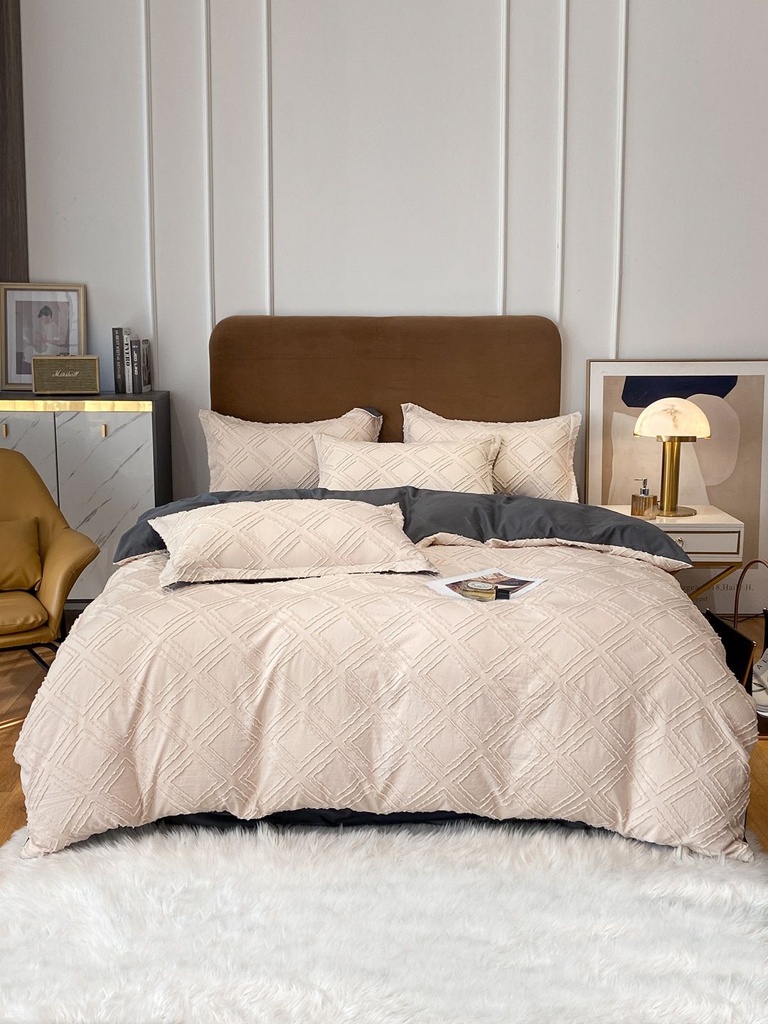 JC Collection Beige Solid Bedding Set Price in India