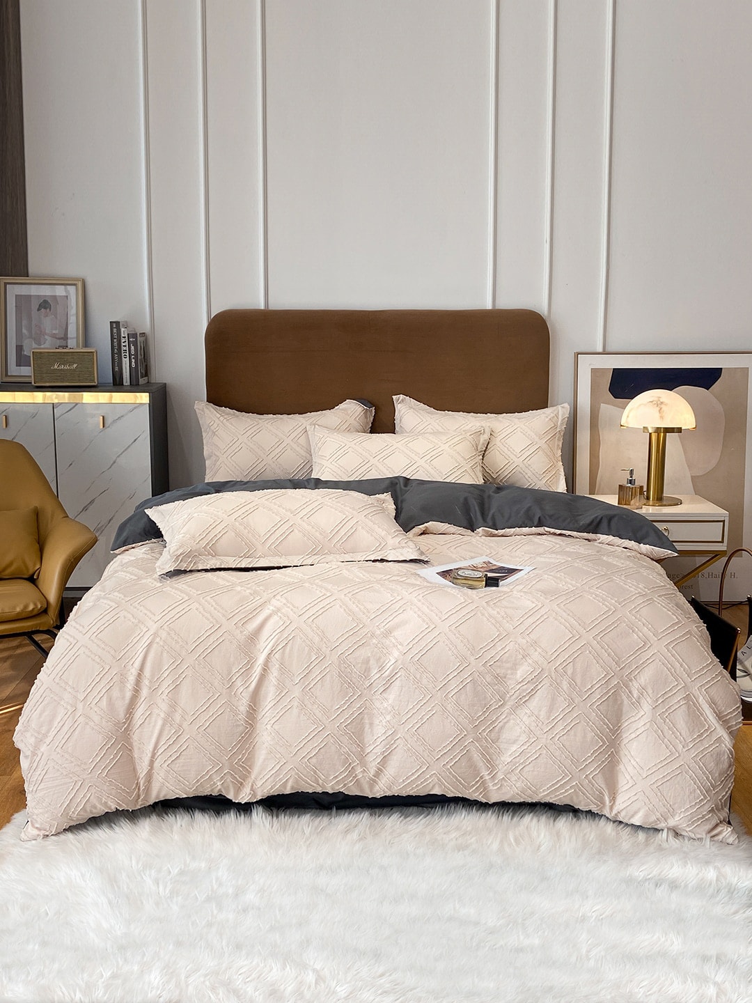 JC Collection Beige Self Design Single Size Bedding Set Price in India