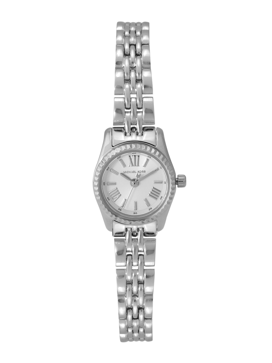 Michael Kors Women White Dial & Silver-Toned Bracelet Style Analogue Watch MK4487 Price in India