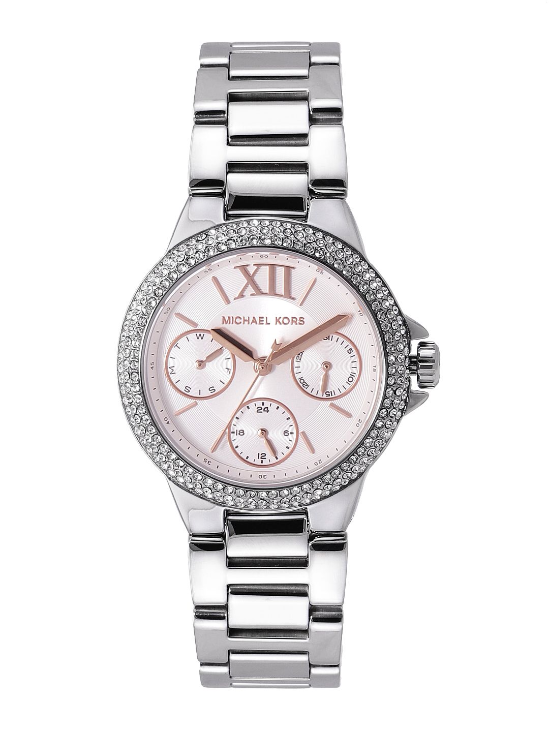 Michael Kors Women White Dial & Silver Toned Bracelet Style Analogue Watch MK7198 Price in India