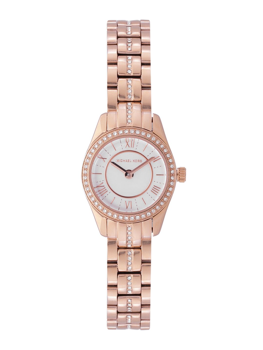 Michael Kors Women White Dial & Rose-Gold Toned Bracelet Style Analogue Watch MK4485 Price in India