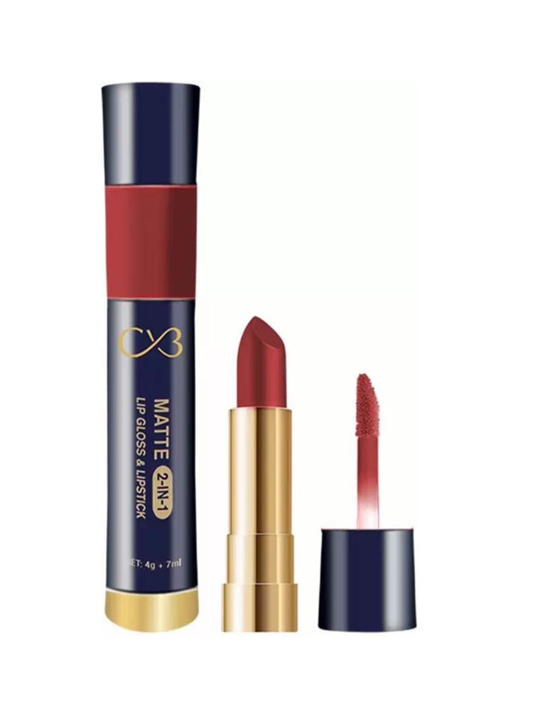 CVB Matte 2-In-1 Lip Gloss & Velvet Lipstick - Icy Orange Price in India