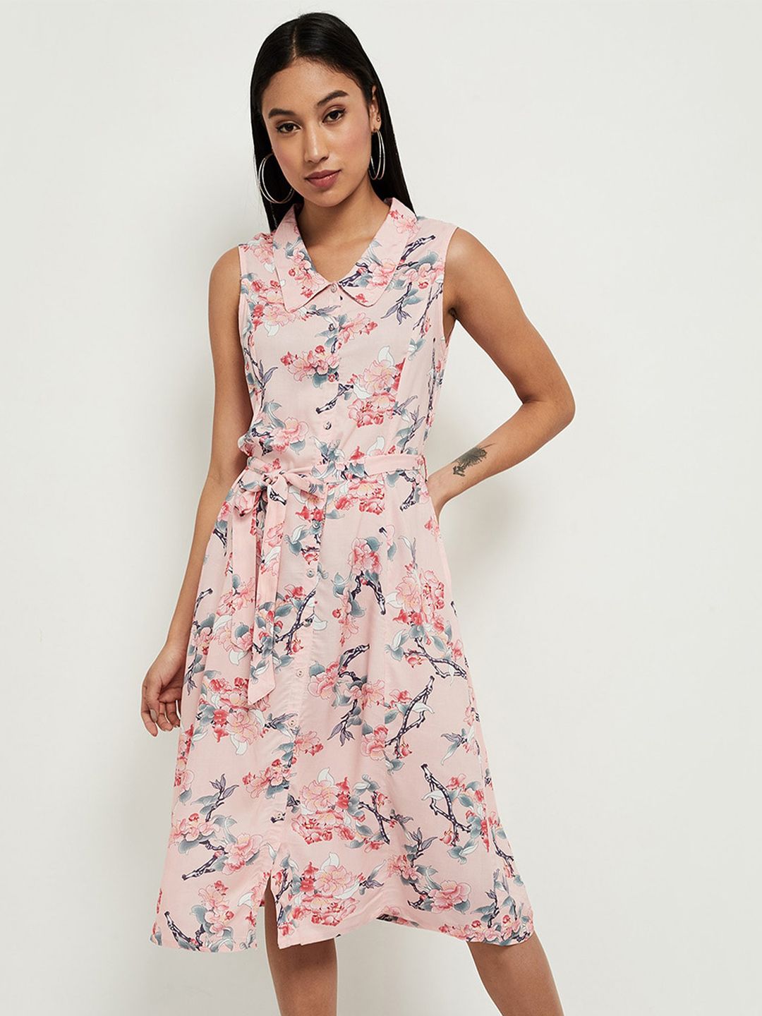max Women Pink Floral Dress Price in India