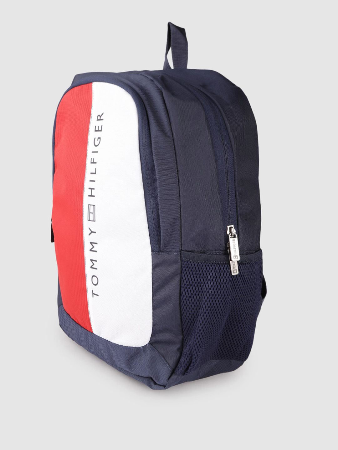 Buy Tommy Hilfiger Unisex White & Red Colourblocked Backpack 