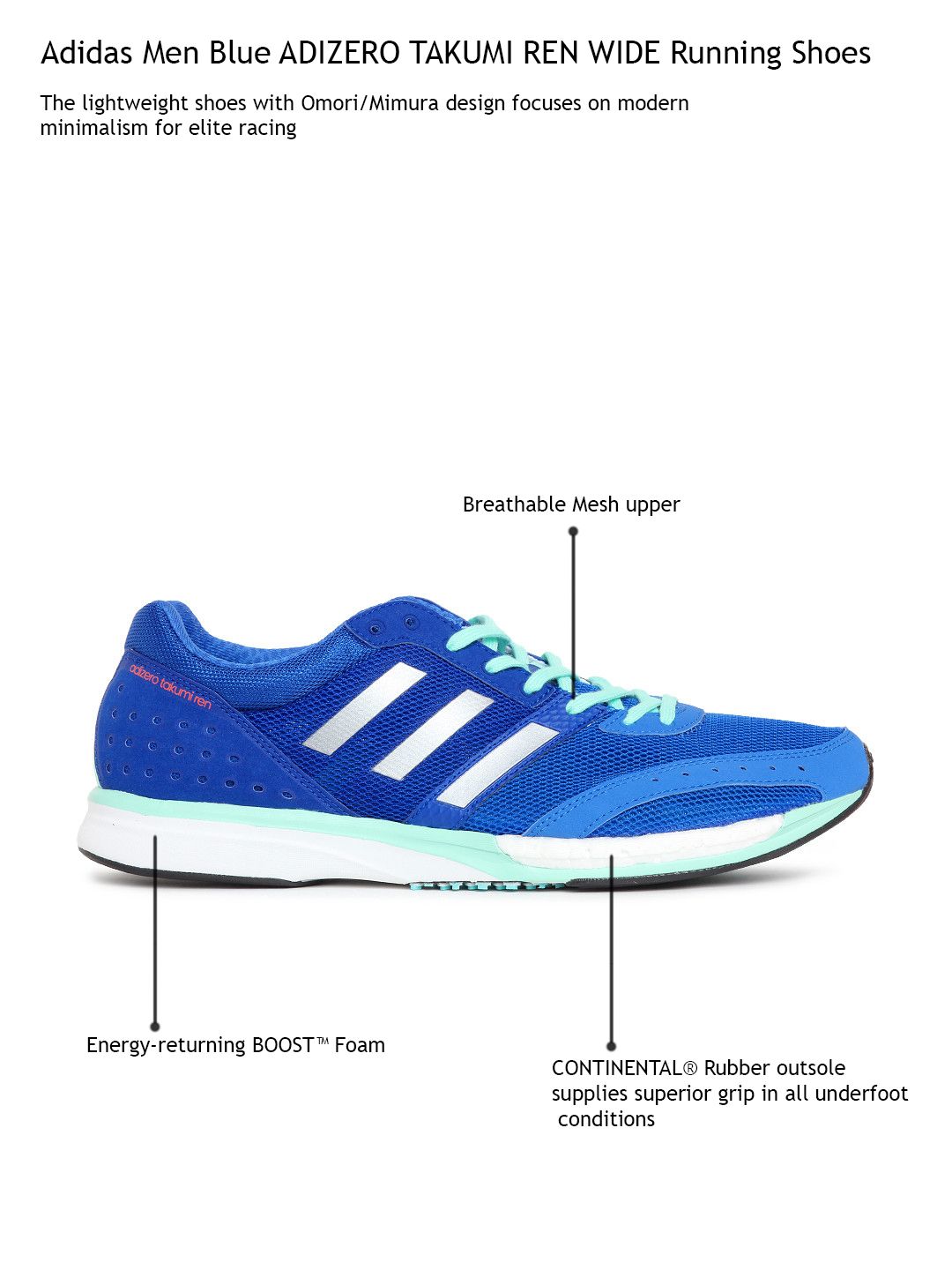 Buy ADIDAS Men Blue ADIZERO TAKUMI REN WIDE Running Shoes - Sports