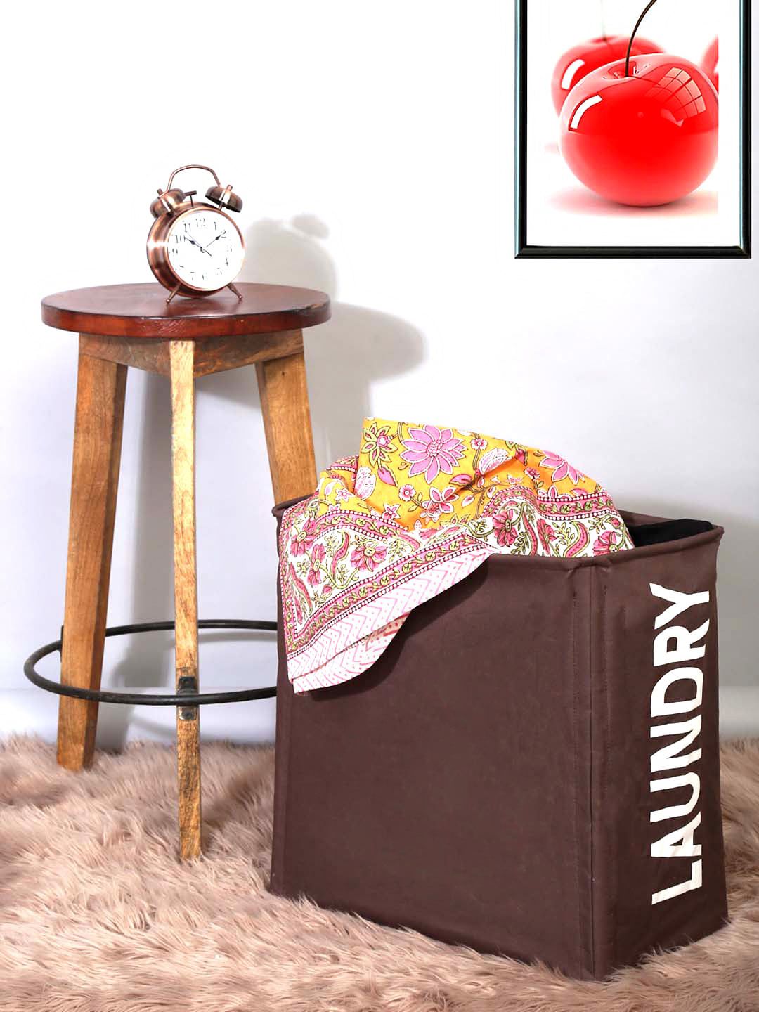 HOSTA HOMES Brown Printed Laundry Bag Price in India