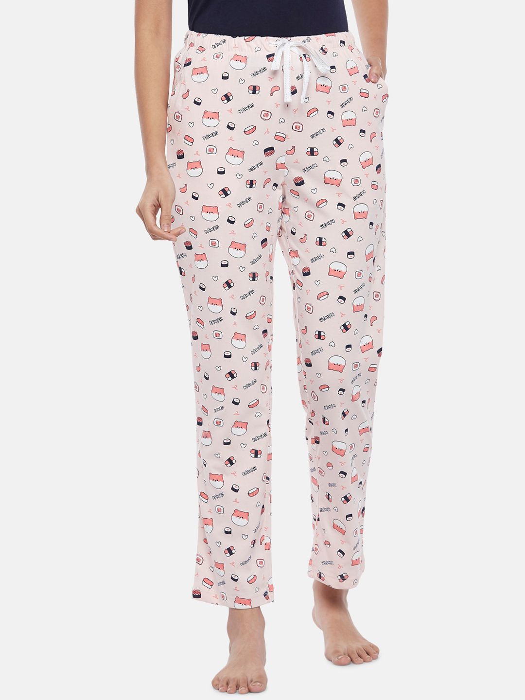 Dreamz by Pantaloons Women Pink Printed Cotton Lounge Pants Price in India