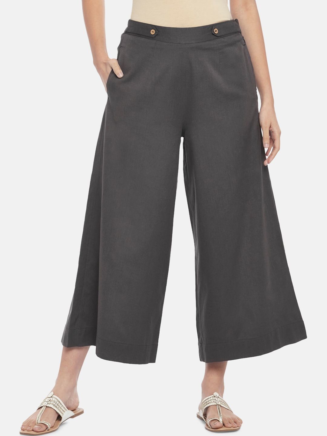AKKRITI BY PANTALOONS Women Grey Culottes Trousers Price in India