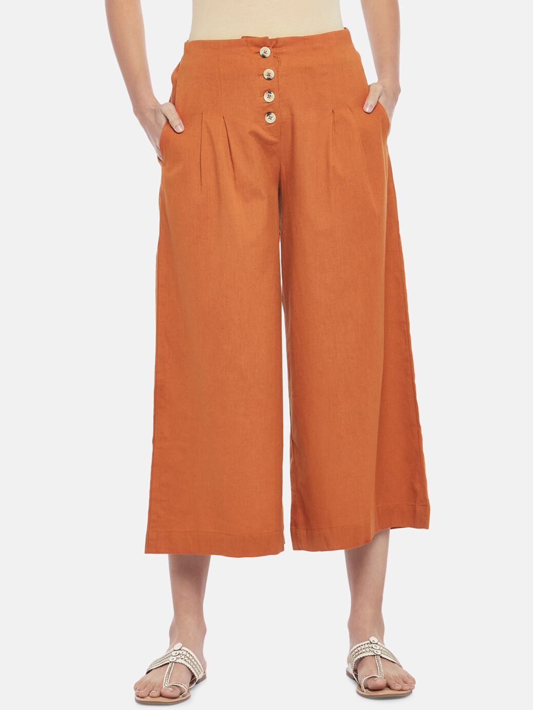 AKKRITI BY PANTALOONS Women Rust Culottes Trousers Price in India