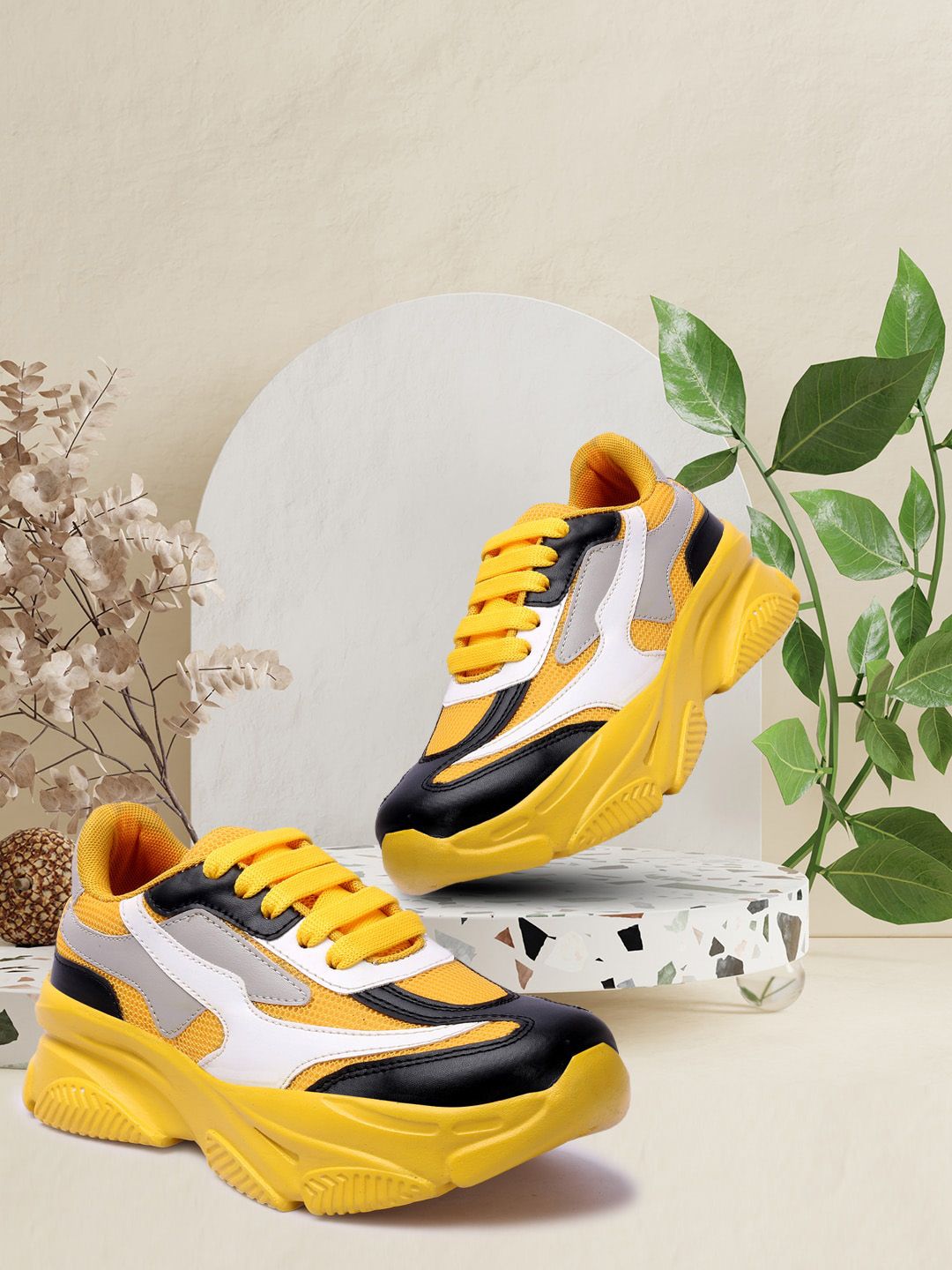 RINDAS Women Yellow Colourblocked Sneakers Price in India