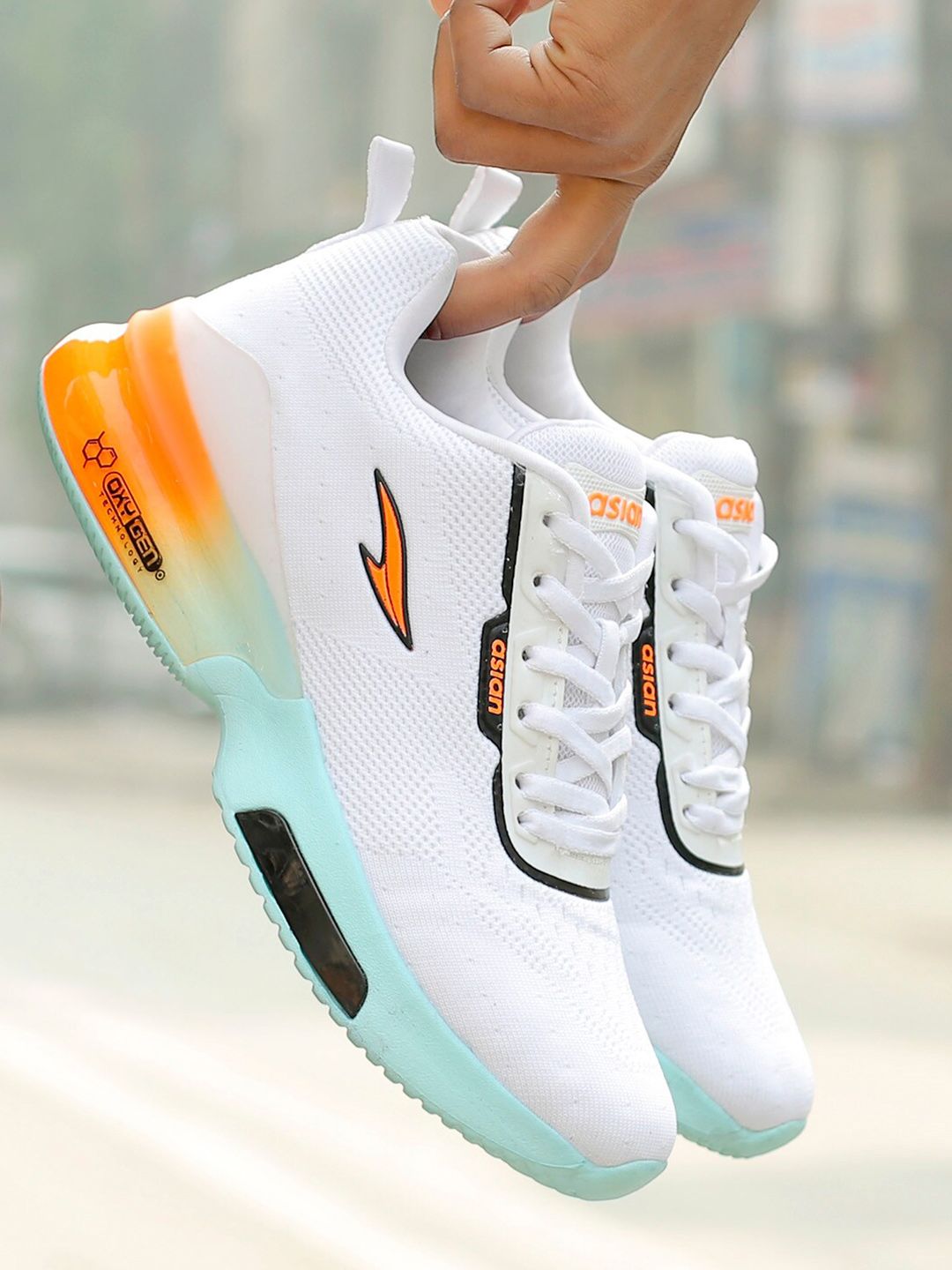 ASIAN ASIAN Men White Mesh Running Shoes