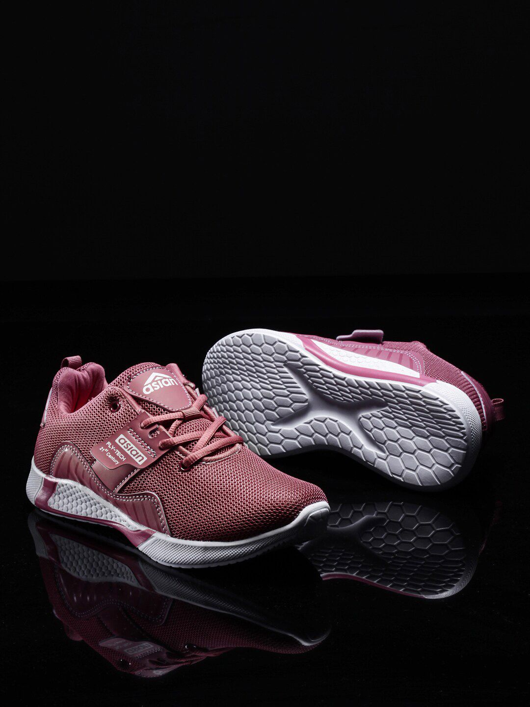 ASIAN Women Mauve Mesh Running Lace-Up Sports Shoes Price in India