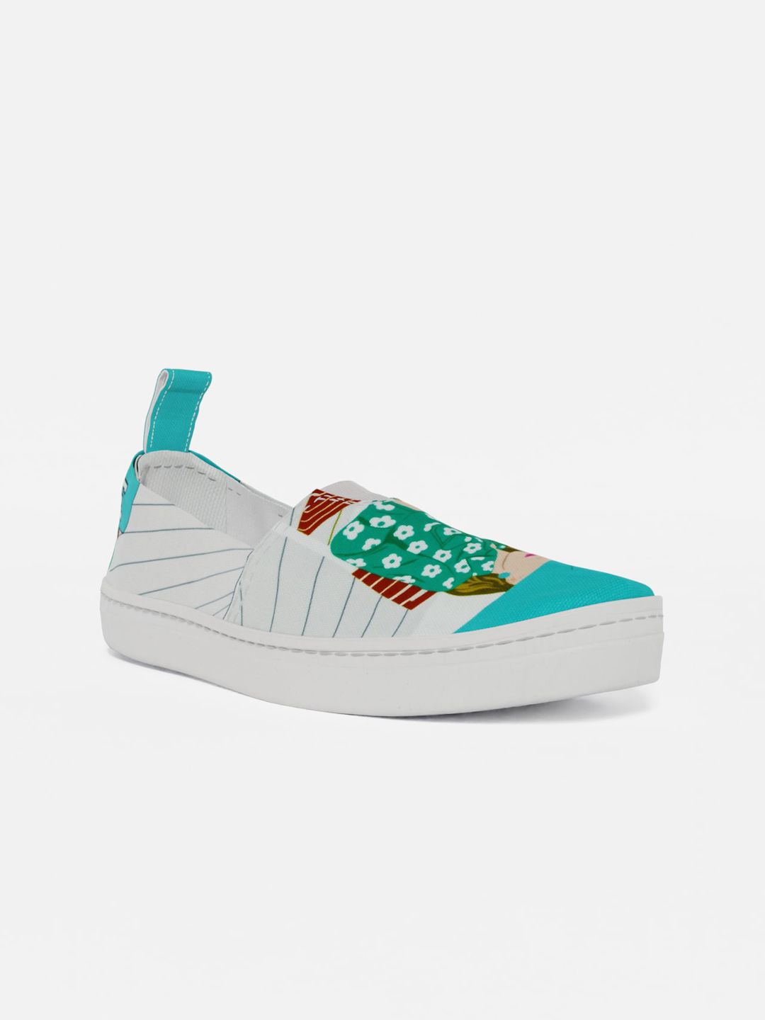 LOKAIT The Sneakers Company Women White Printed Slip-On Sneakers Price in India