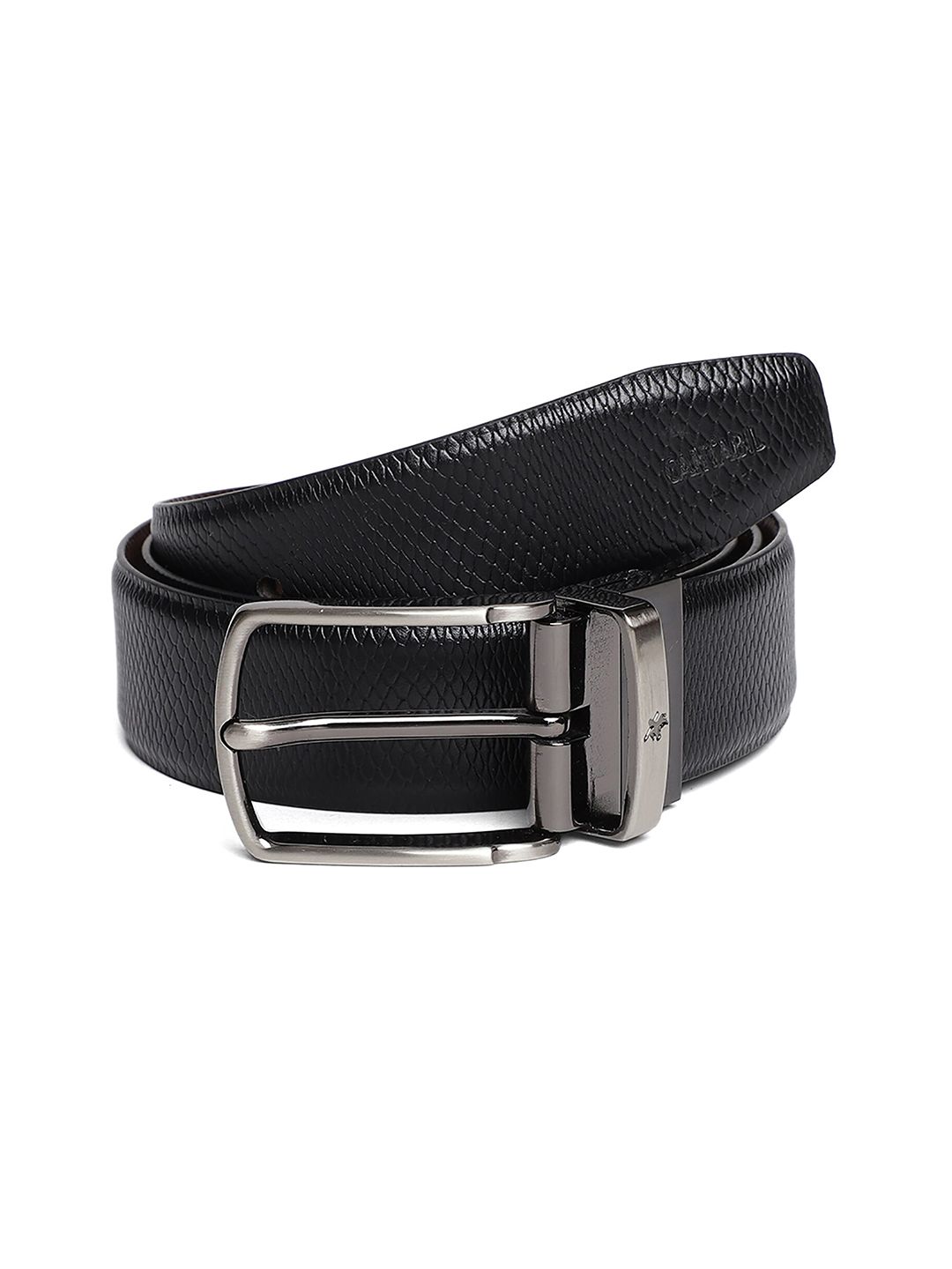 Cantabil Men Black Formal Reversible Leather Belt