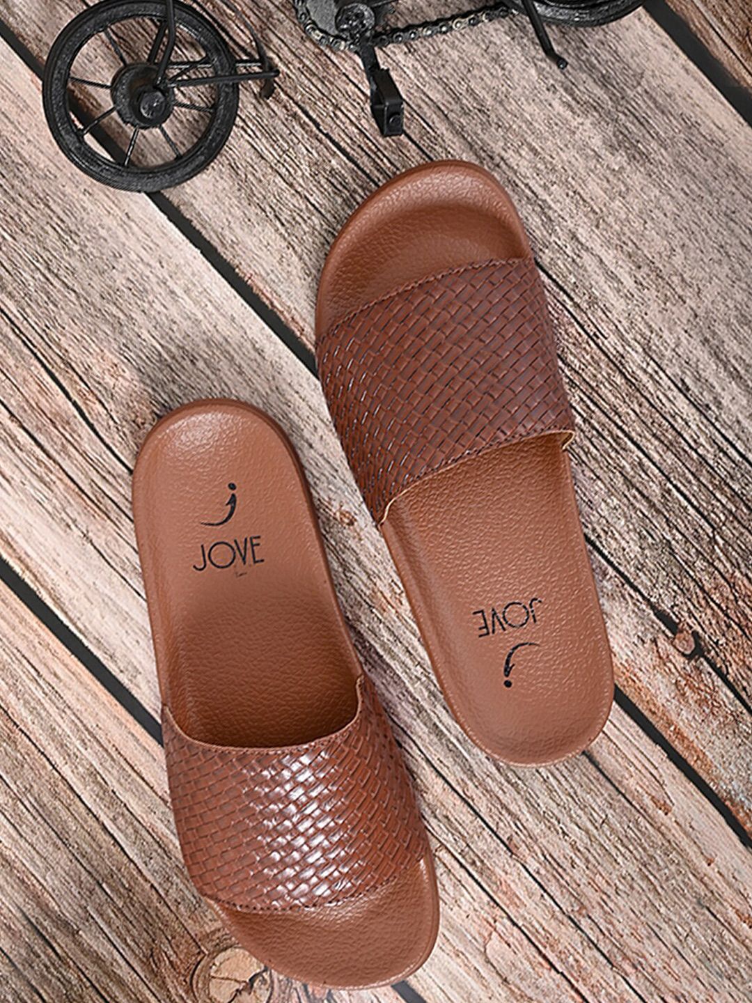 Jove Women Brown Sliders Price in India