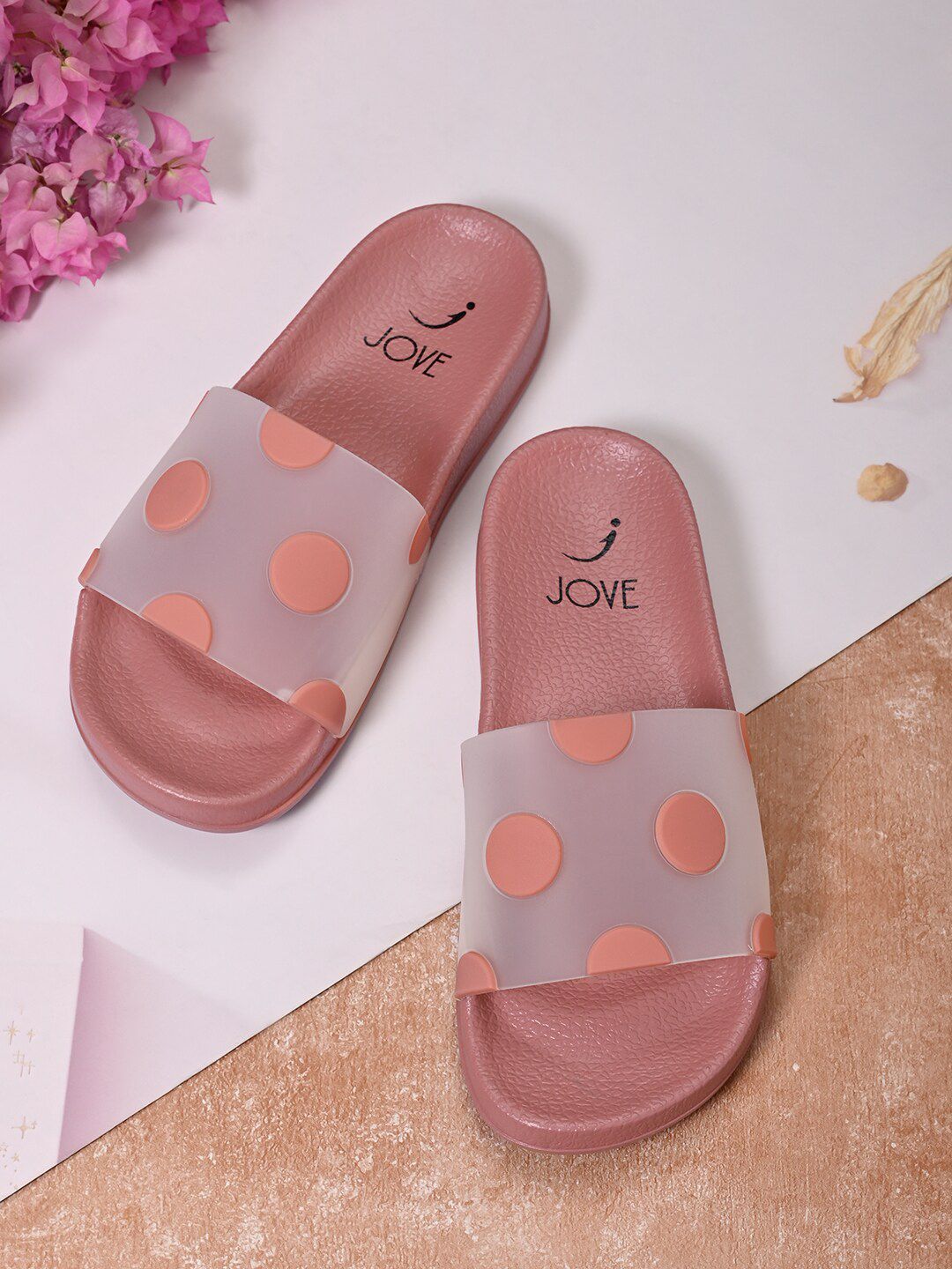 Jove Women Nude-Coloured Sliders Price in India