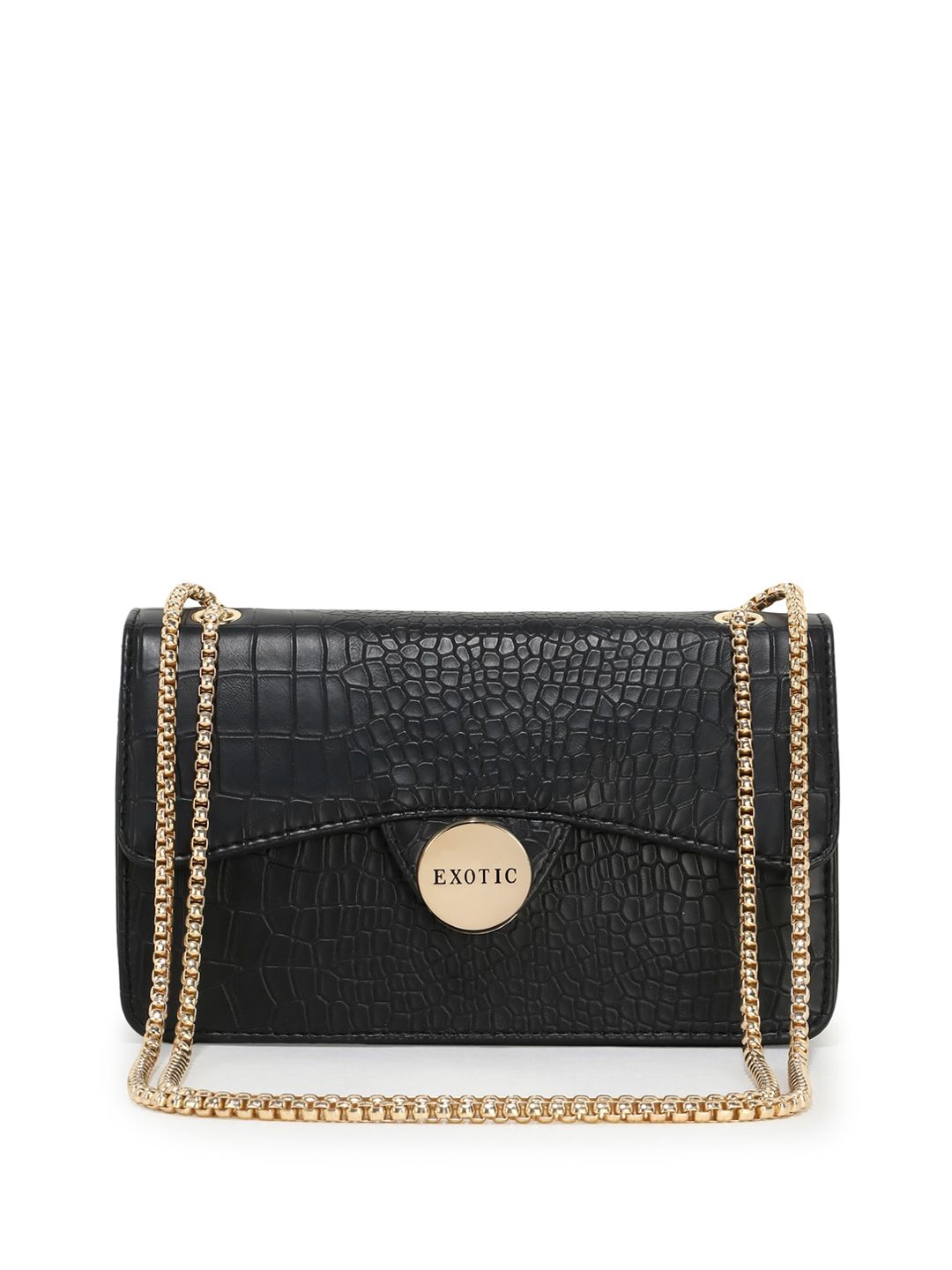 Exotic Black Textured PU Structured Sling Bag Price in India