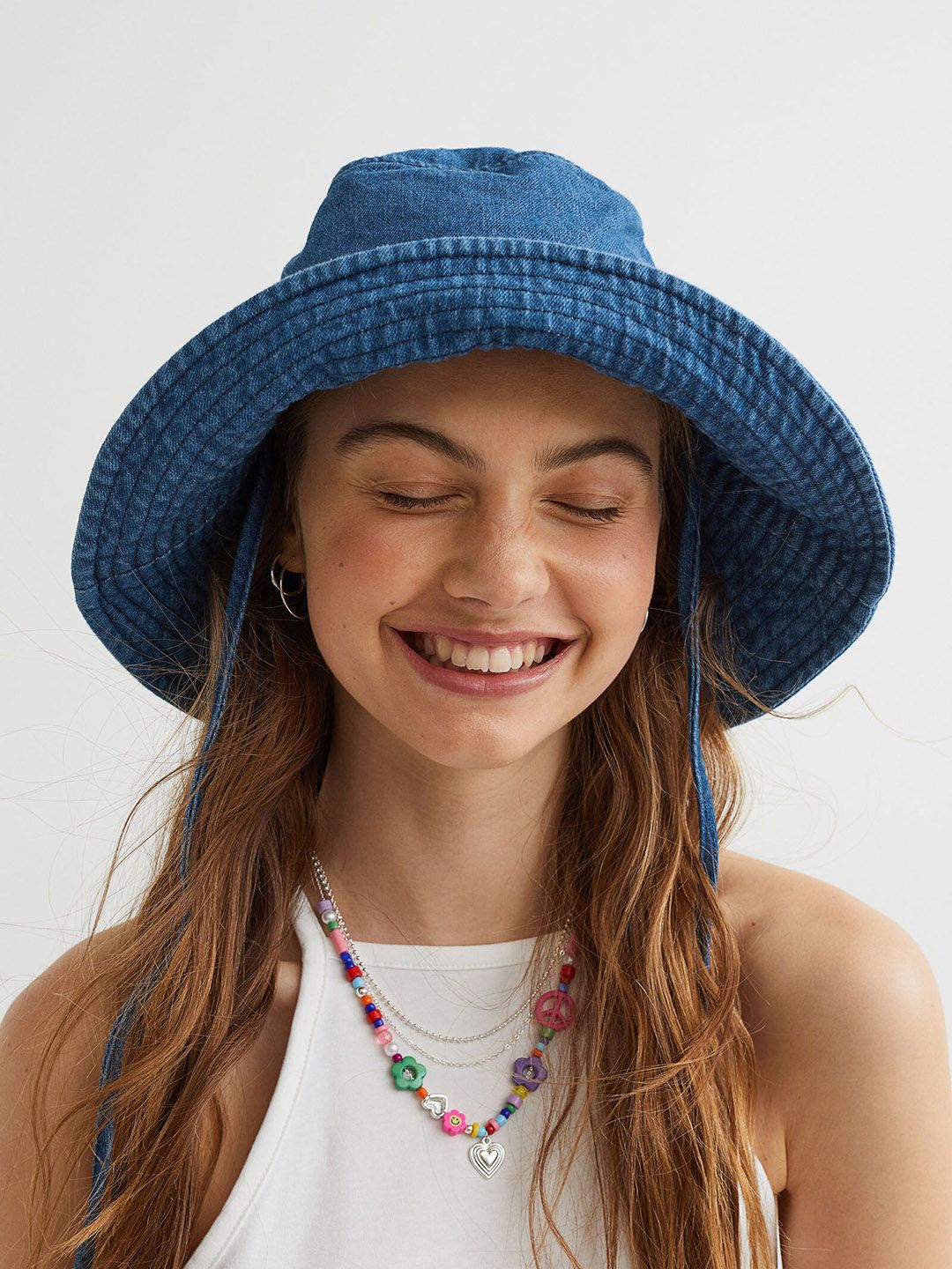 H&M Women Blue Tie-detail sun hat Price in India
