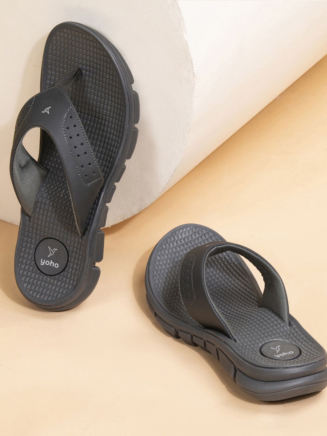yoho Men Grey Ortho Flip Flops