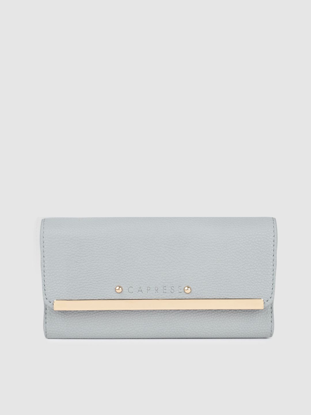 Caprese Women Light Blue Solid Three Fold Wallet Price in India