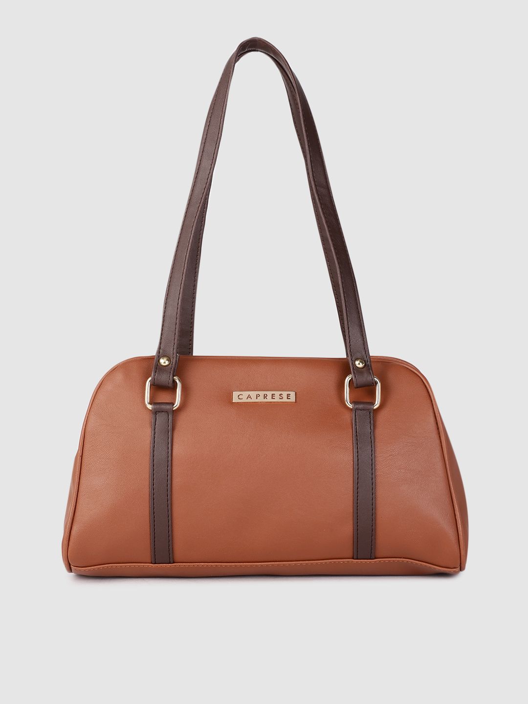 Caprese Brown Leather Structured Shoulder Bag Price in India