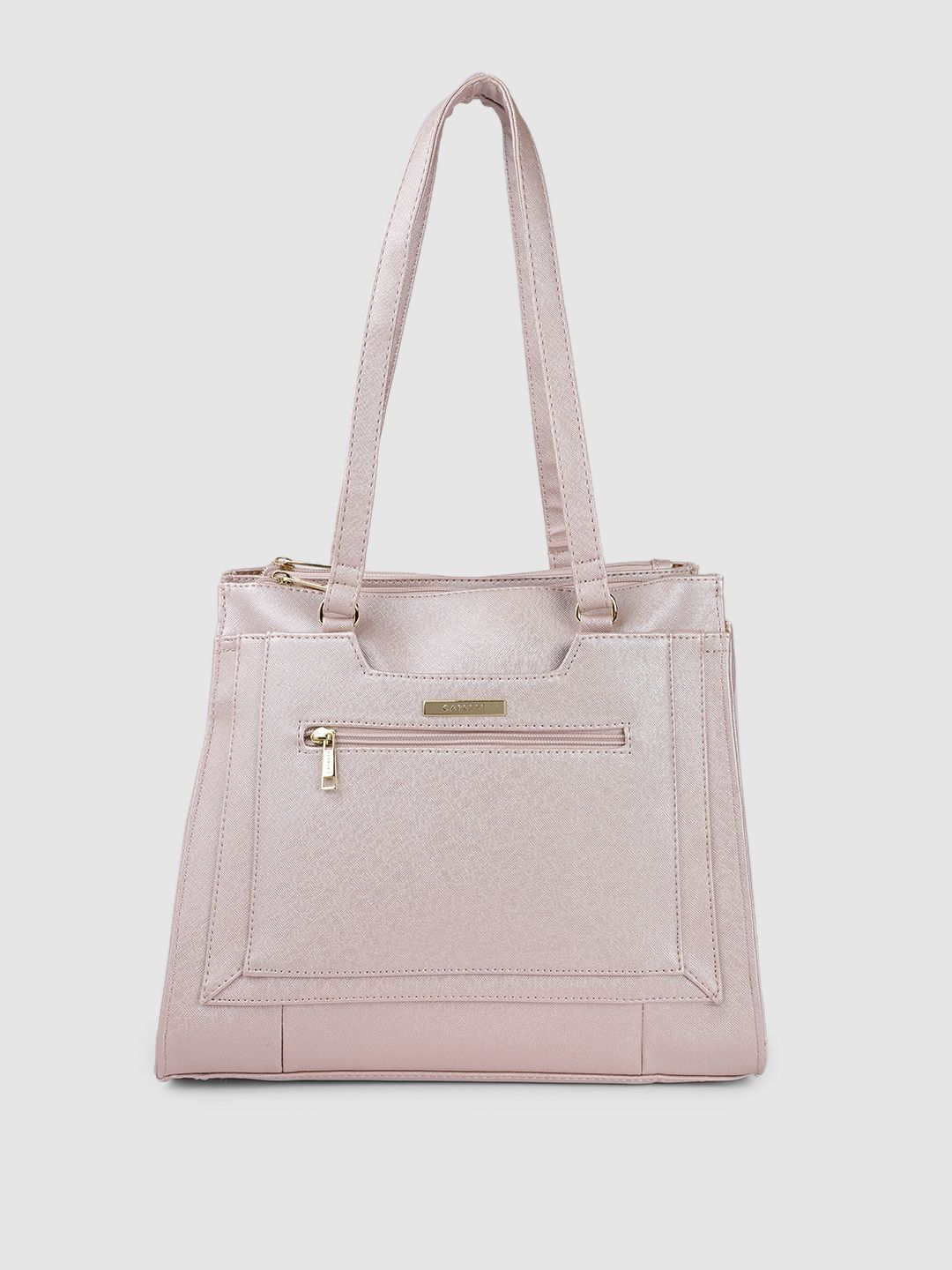 Caprese Rose Gold-Toned Leather Structured Shoulder Bag Price in India