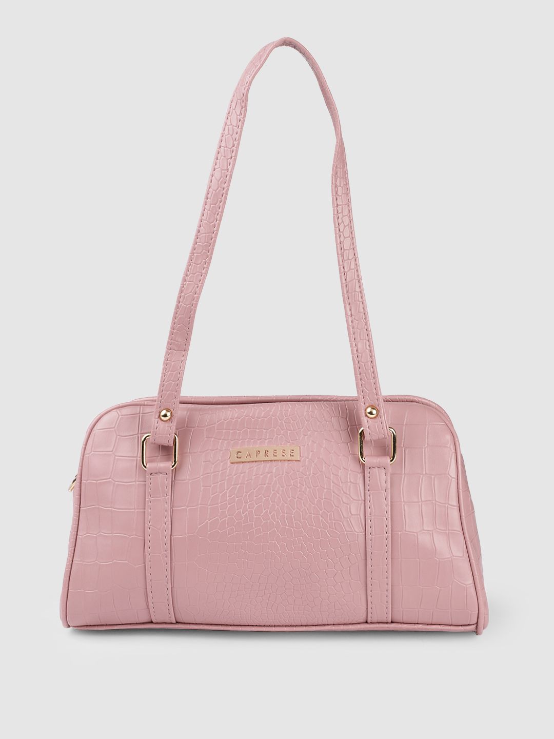 Caprese Nude Pink Animal Textured Leather Shoulder Bag Price in India