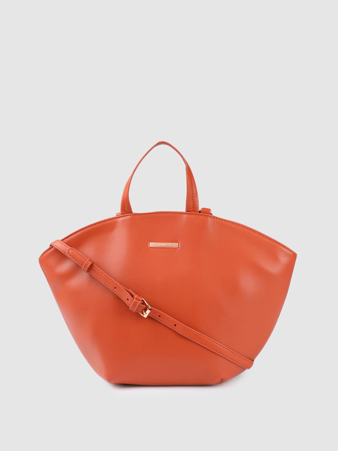 Caprese Rust Leather Structured Handheld Bag Price in India