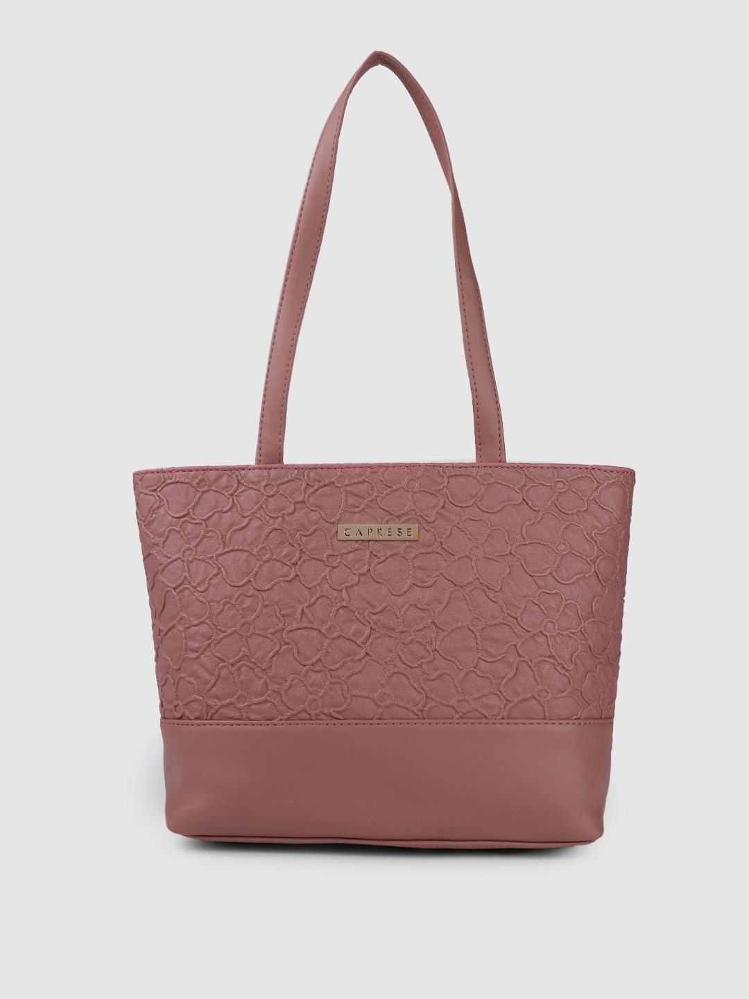 Caprese Mauve Floral Leather Structured Shoulder Bag Price in India