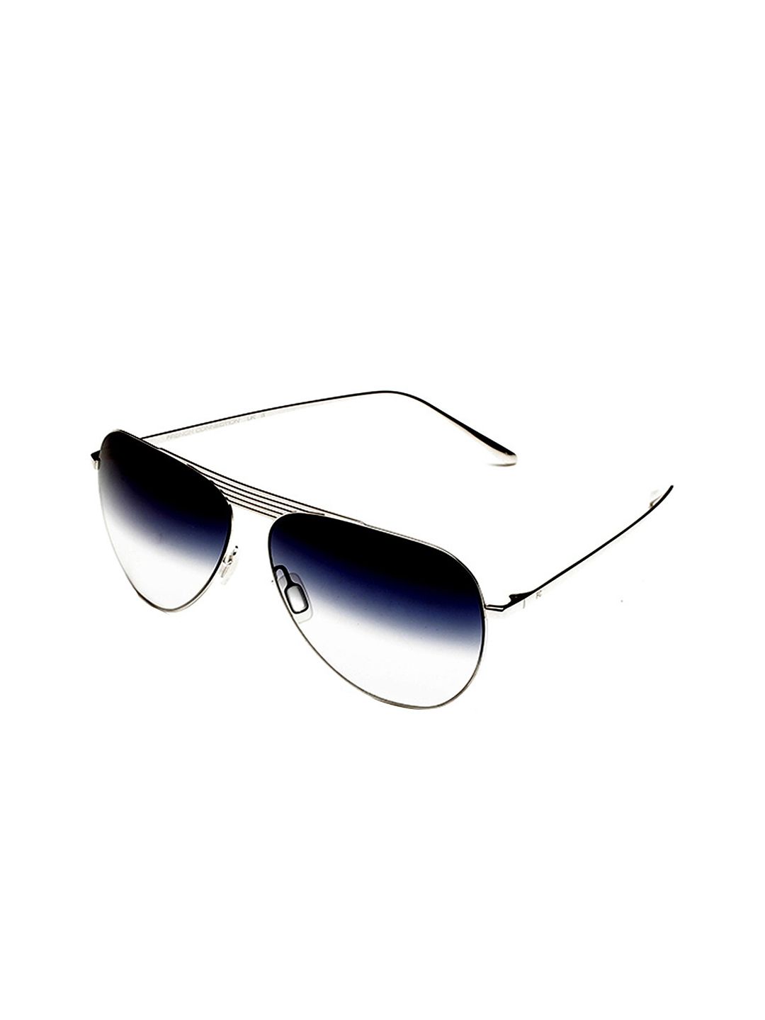 French Connection Unisex Blue Lens & Silver-Toned Aviator UV Protected Lens Sunglasses Price in India