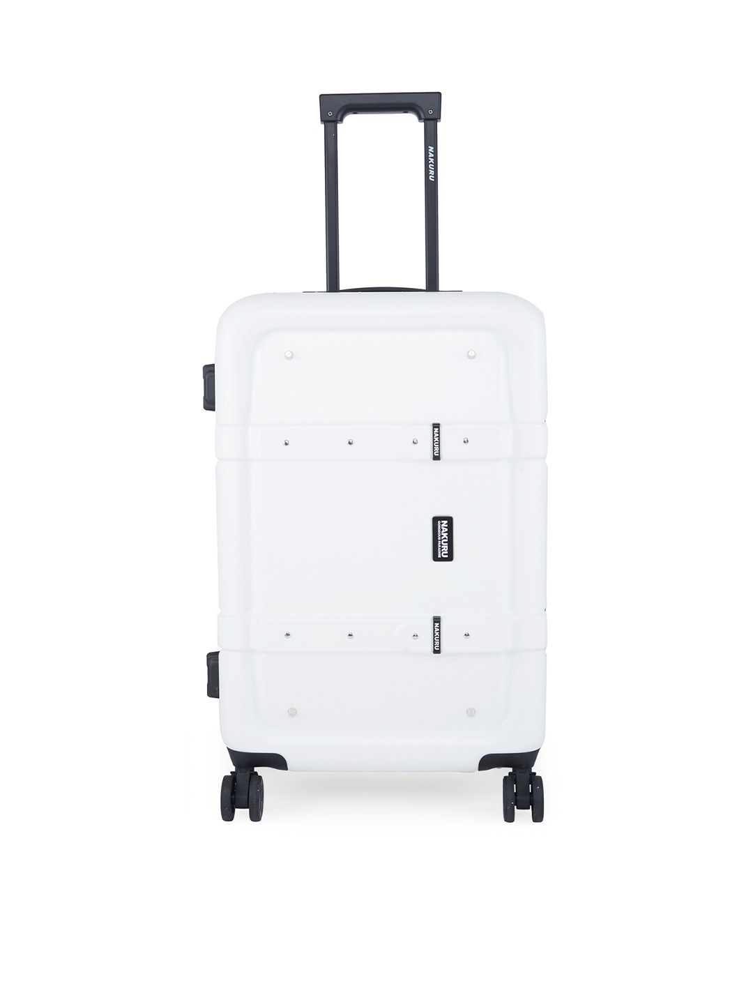 NAKURU White Solid Hard-Sided Medium Trolley Suitcase Price in India