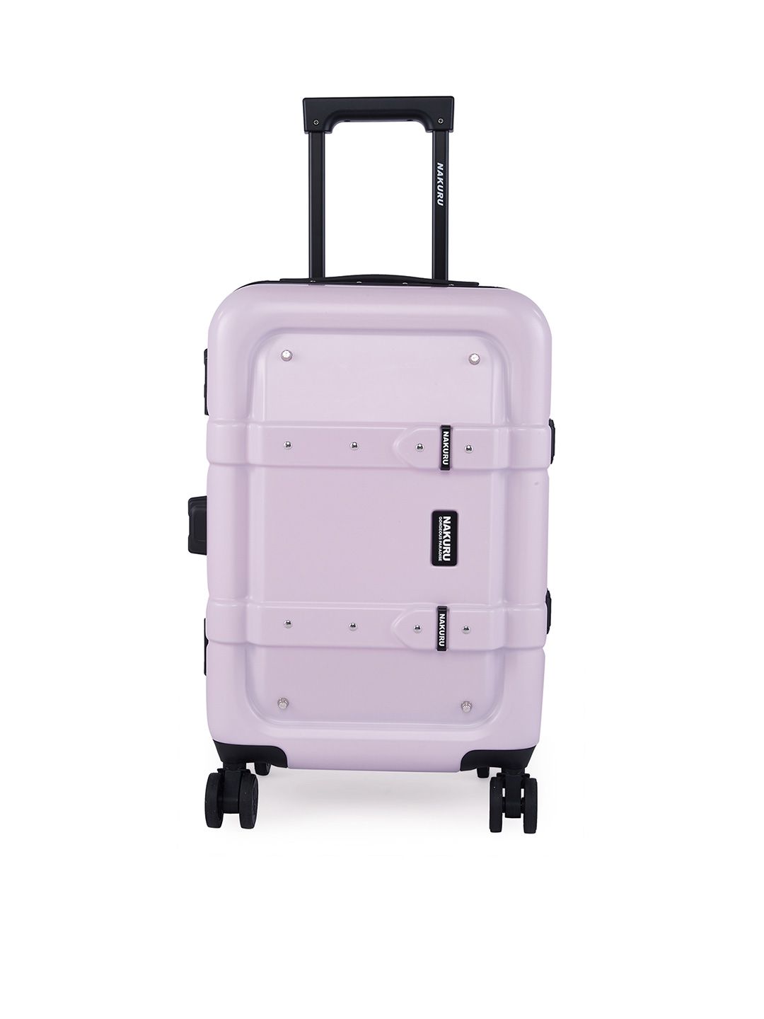 NAKURU Pink & Black Textured Cabin Trolley Suitcase Price in India
