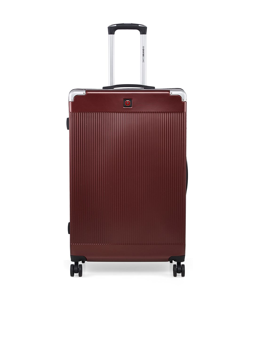 SWISS BRAND Maroon Solid Soft-Sided Large Trolley Bag Price in India