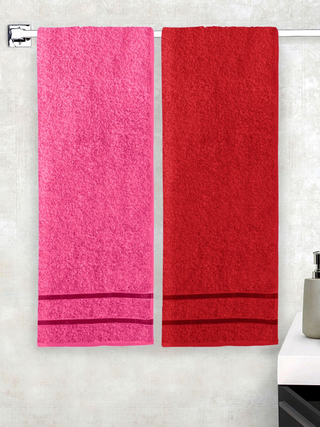 Story@home Set of 2 Solid 450GSM Pure Cotton Super Absorbent Bath Towels Price in India