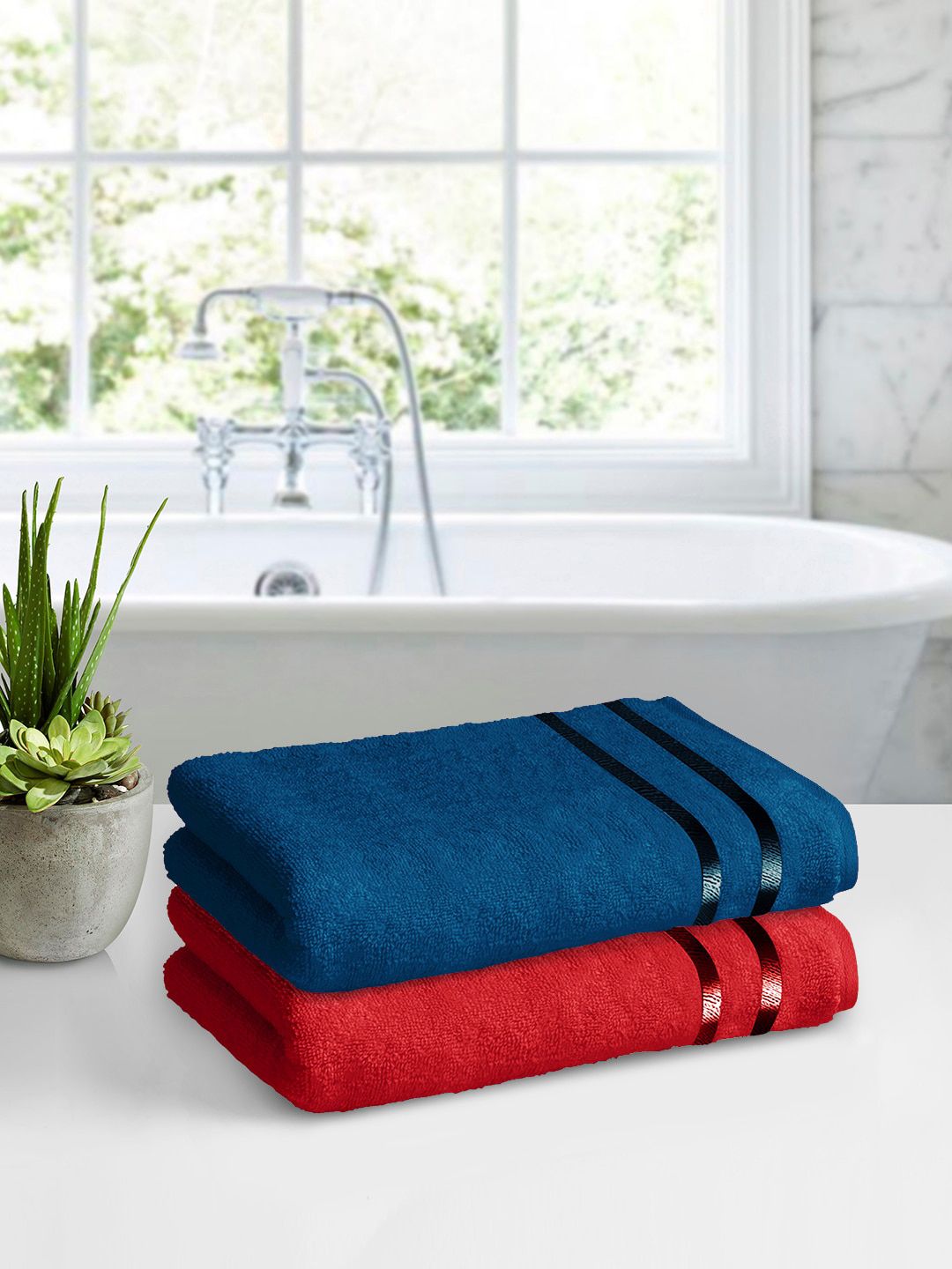 Story@home Set of 2 Solid 450GSM Pure Cotton Super Absorbent Bath Towels Price in India