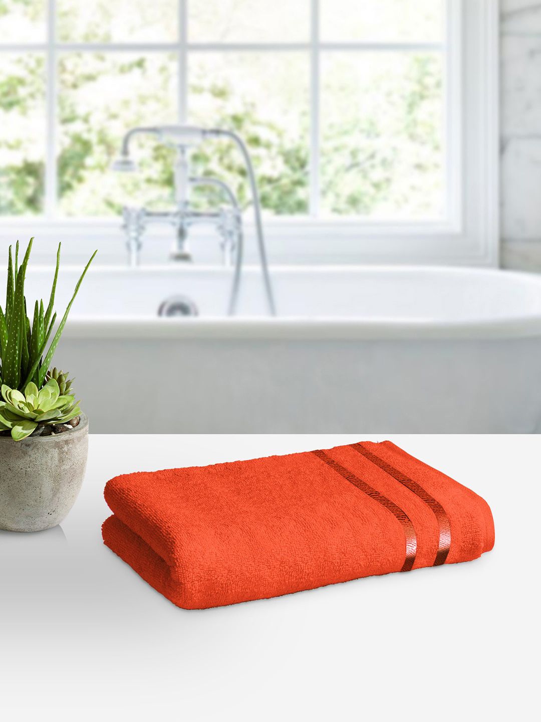Story@home Orange Solid 450 GSM Super Absorbent Bath Towels Price in India