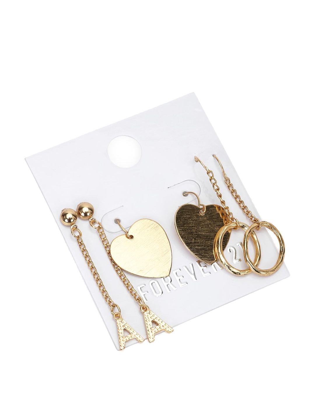 FOREVER 21 Set Of 3 Gold-Toned Contemporary Earrings Price in India