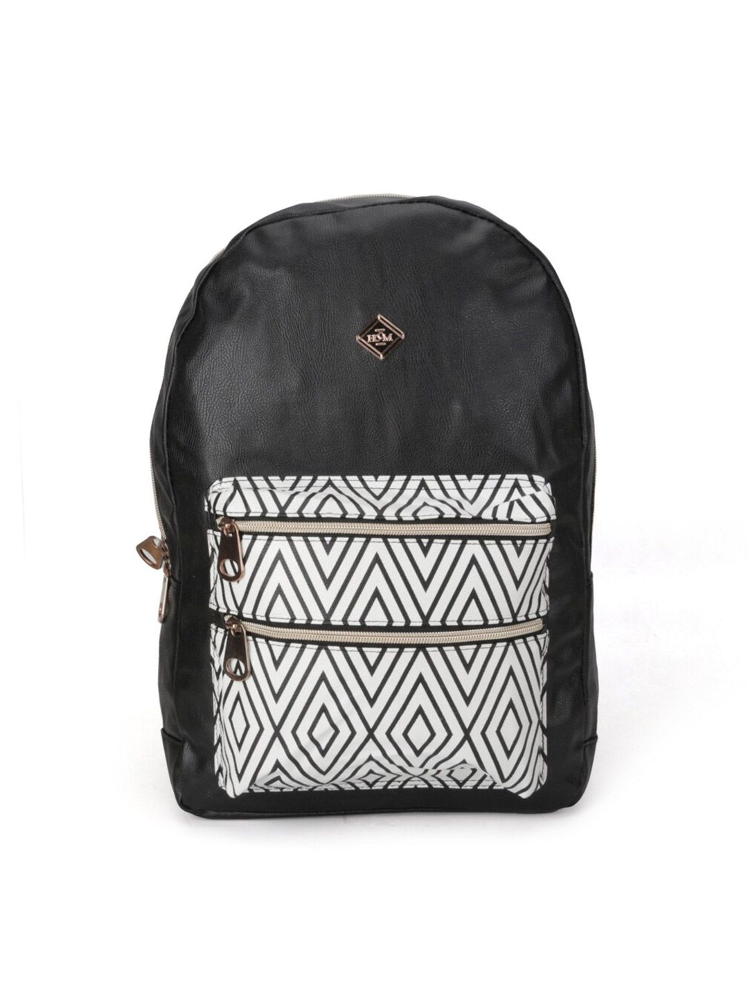 HOOM Women Black & White Geometric Backpack Price in India