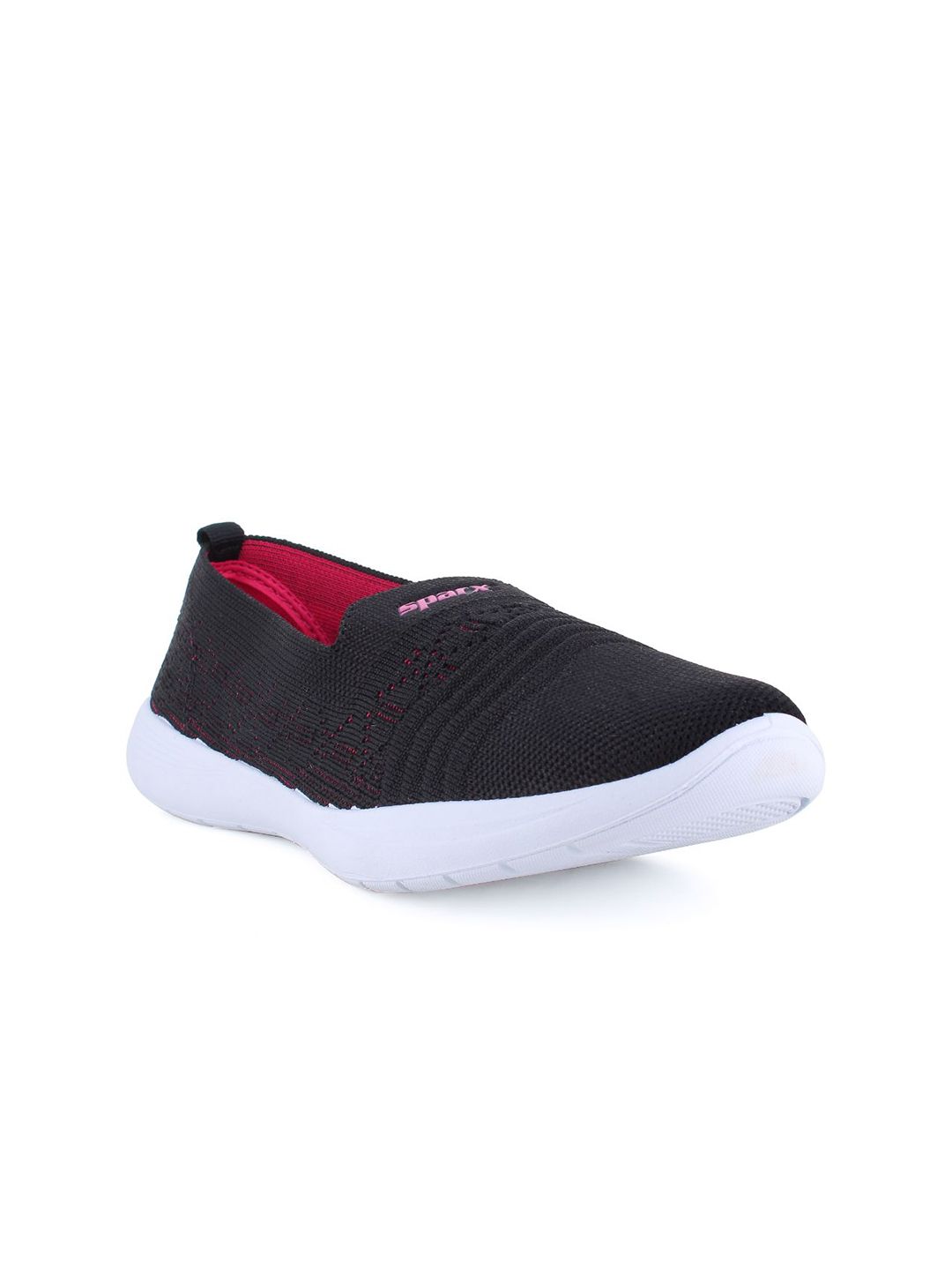 Sparx Women Black & Fuchsia Pink Mesh Walking Non-Marking Shoes Price in India