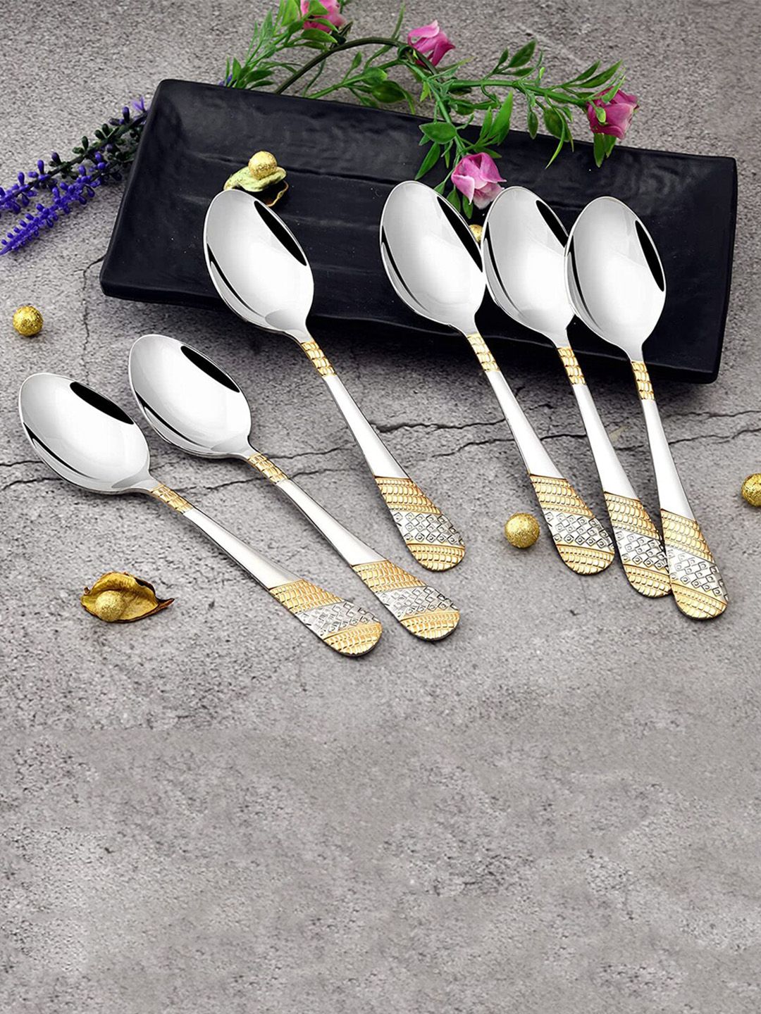 FNS Silver Set Of 6 Stainless Steel Tea Spoons Price in India
