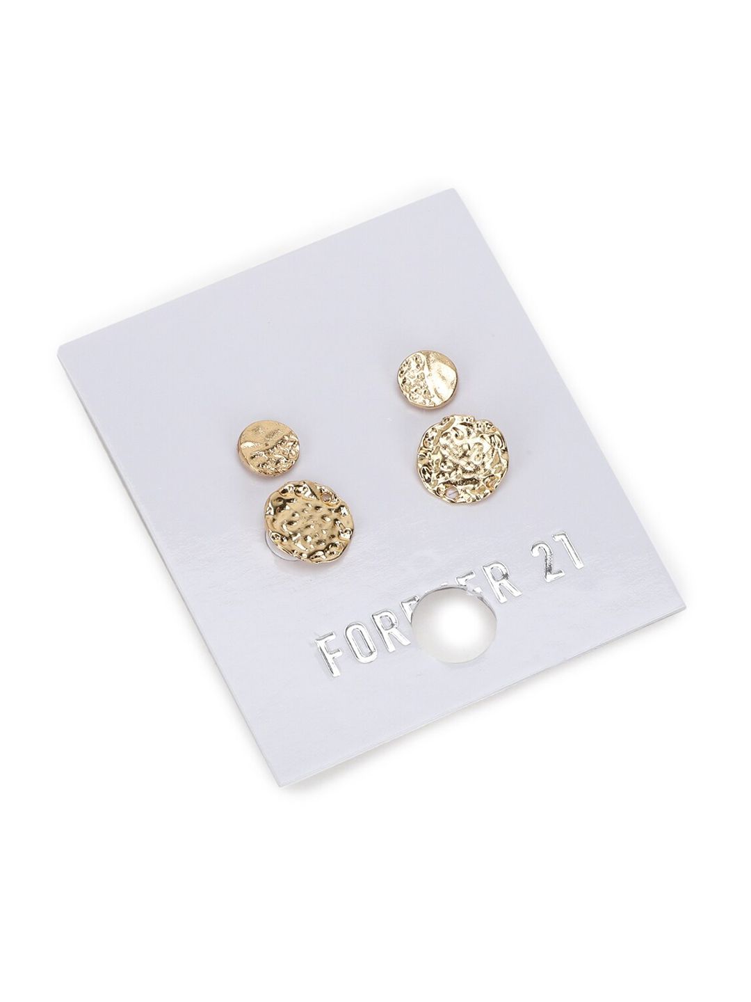 FOREVER 21 Gold-Toned Contemporary Studs Earrings Set Of 2 Price in India