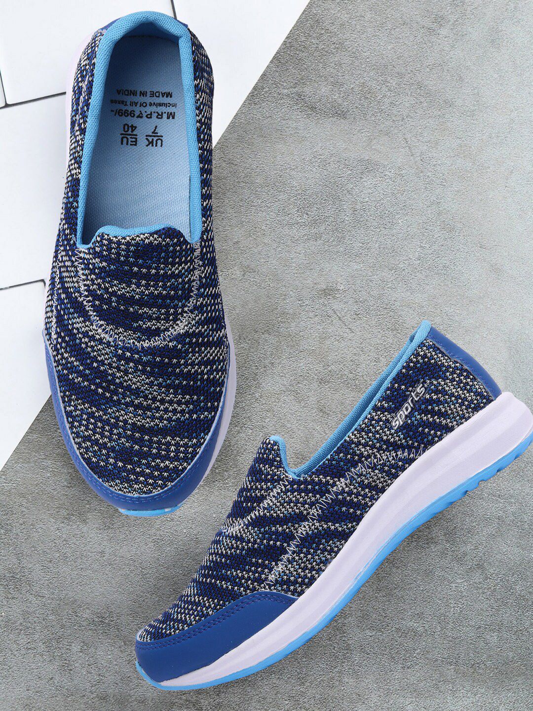 Longwalk Women Blue Mesh Walking Non-Marking Shoes Price in India