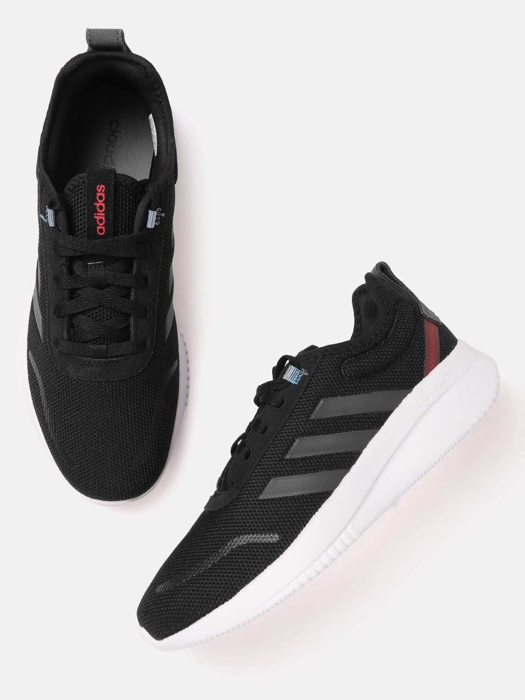 ADIDAS Men Black Woven Design Racer 21 Sneakers