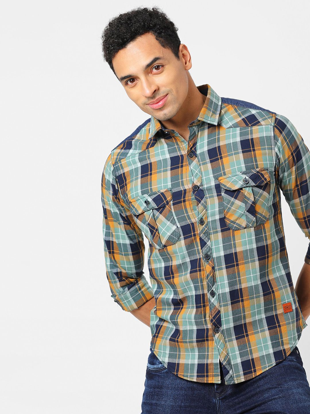 CAHOOT Men Brown Classic Tartan Checked Regular Fit Casual Shirt