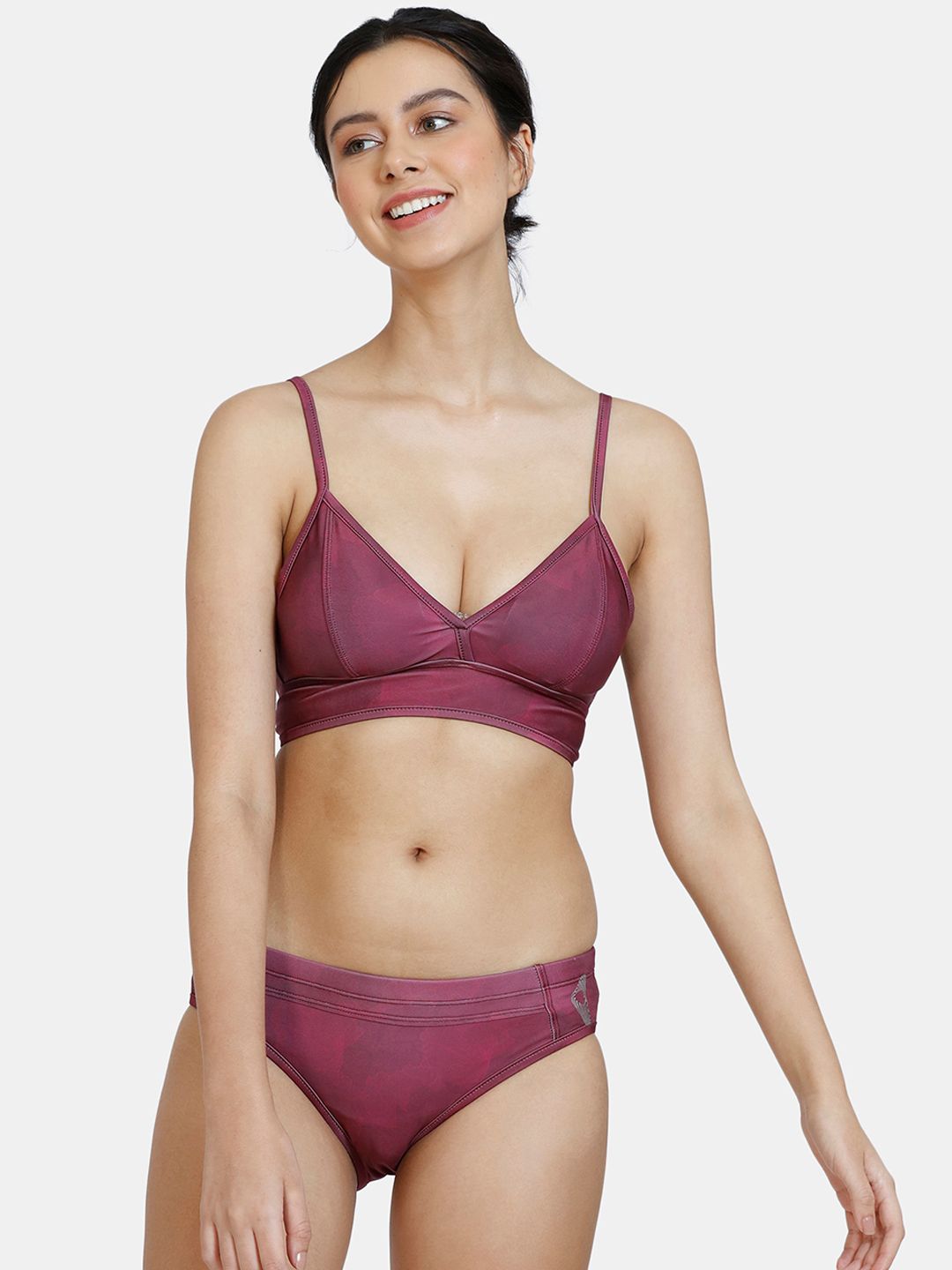 Zelocity by Zivame Padded Bikini Set With Hook - Fig Price in India