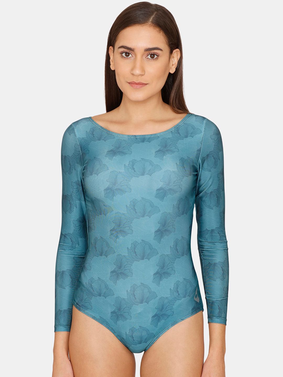 Zelocity by Zivame Women Sea-Green Printed Body Suit Price in India