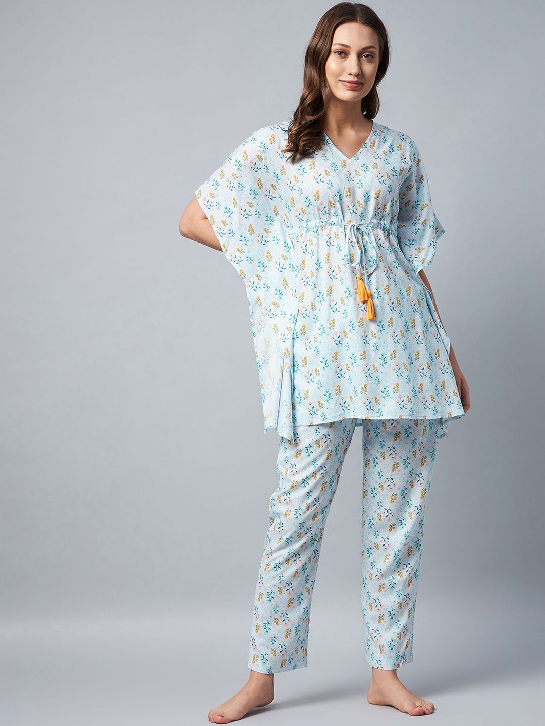 StyleStone Women Blue Printed Night suit Price in India